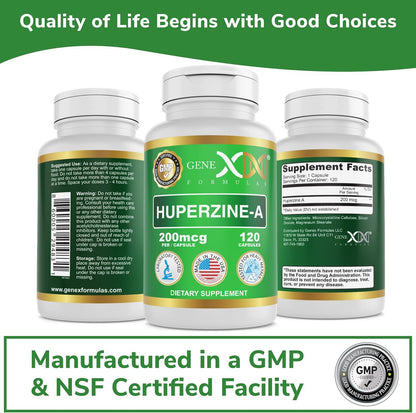 Genex Formulas Huperzine A 200mcg (120 Capsules) - Nootropic for Memory, Focussed and Cognitive Health