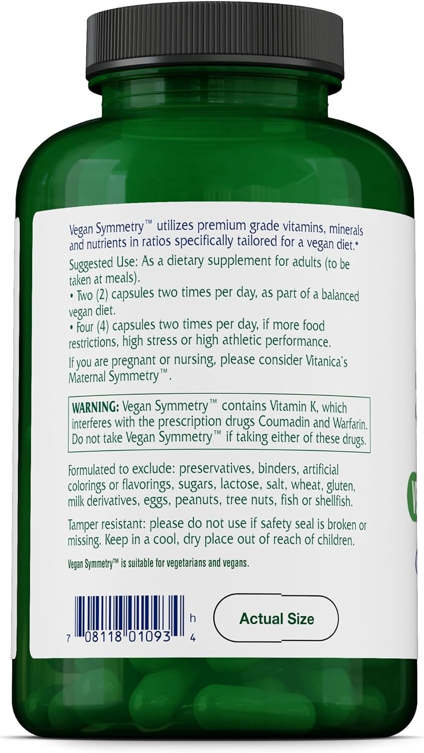 Vitanica Vegan Symmetry – Non-GM Vegan Multivitamin for Women, Iron Free, 120 Capsules - görsel 3