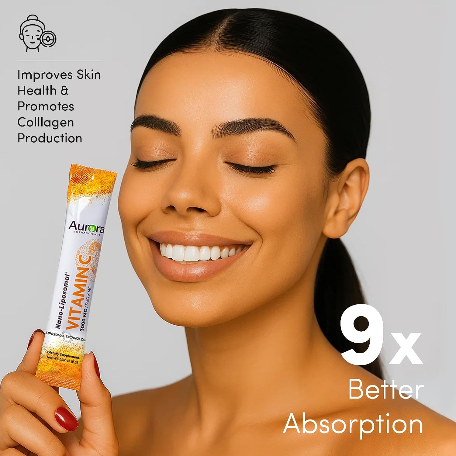 Aurora Nutrascience Nano-Pack Liposomal Vitamin C Powder Drink Mix - 3000 mg, Orange, 30 Packets - görsel 7
