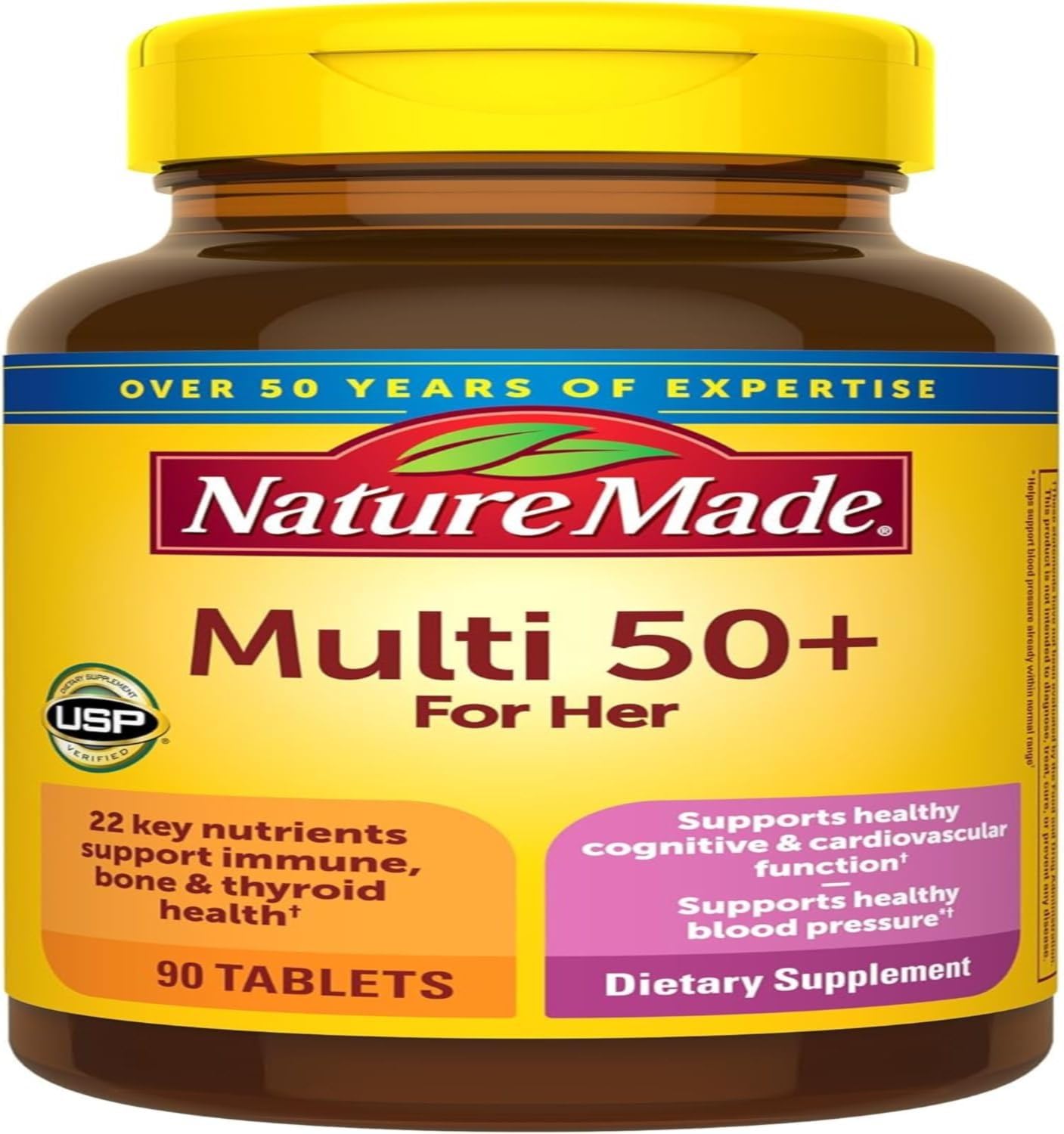 Nature Made Women's Multivitamin 50+ Tablets with Vitamin D, 90 Count - görsel 1