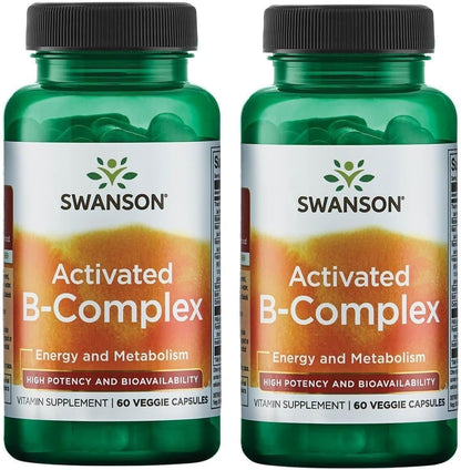 Swanson Activated B-Complex – High Potency Bioavailable B Vitamins (60 Vegan Capsules, 3 Pack)