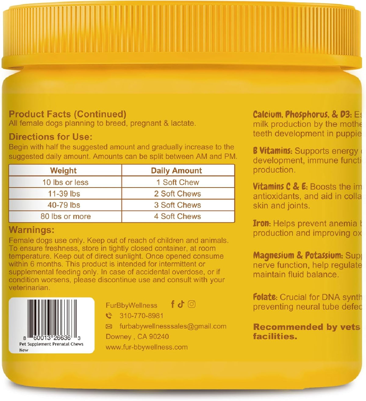 Dog Prenatal Vitamins for Pregnant & Nursing – Promotes strong bones and teeth in puppies: Calcium and phosphorus – Image 2