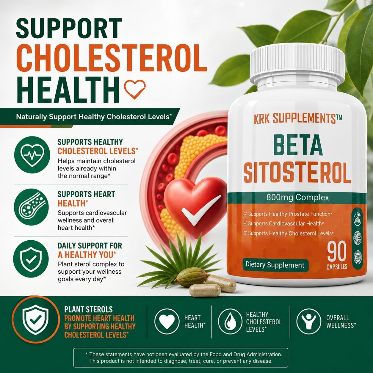 KRK SUPPLEMENTS Beta Sitosterol 800mg Prostate Support - 180 Capsules (2 Pack) - görsel 4