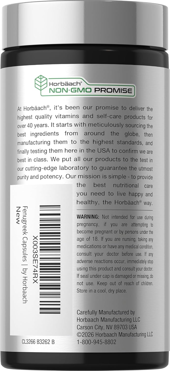 Horbäach Fenugreek Capsules - 150 Count - görsel 3
