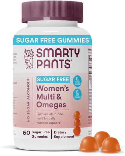 SmartyPants Women's Sugar free Multivitamin Gummies with Omega-3, 60 Gummies