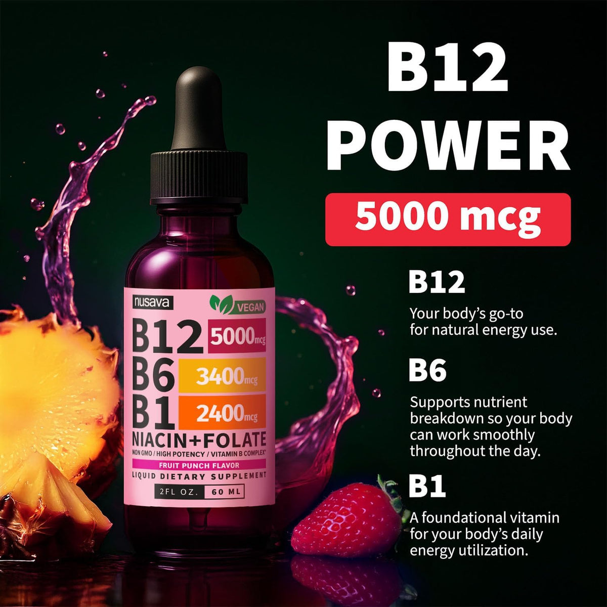 NUSAVA Vitamin B12 Liquid Drops 5000mcg - – People with High Stress or Alcohol Consumption: Stress and alcohol – Image 5