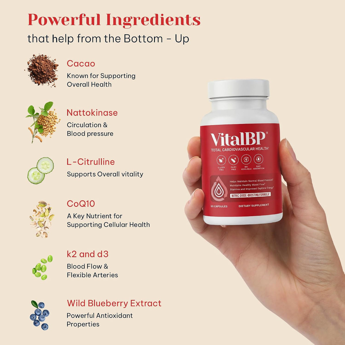 Vital BP – Support for Healthy Blood – Nattokinase: An enzyme from fermented soy that supports blood circulation – Image 3