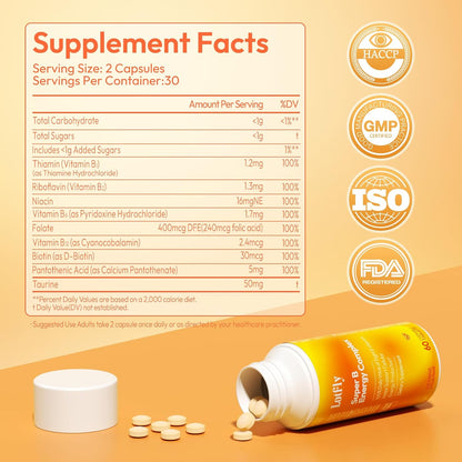 LOTFLY Vitamin B Complex – 120 Chewable Tablets with B1, B2, B3, B5, B6, B7, B9, B12 & Taurine – Image 9