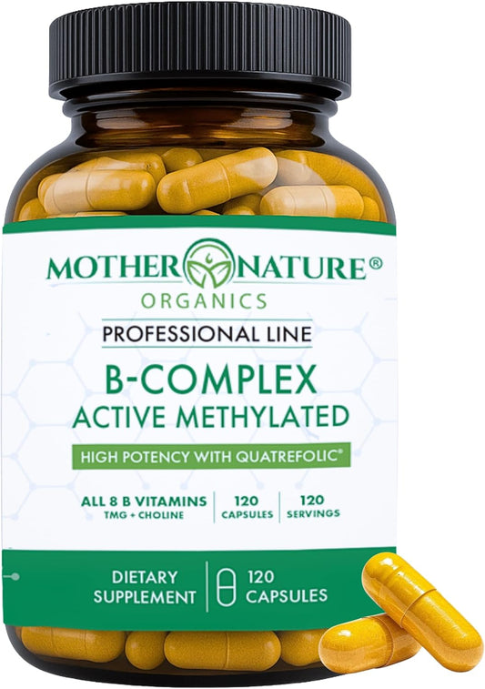 Mother Nature Organics Methylated B Complex – Methyl B12 (Methylcobalamin) – A bioactive form of vitamin B12 that – Image 1