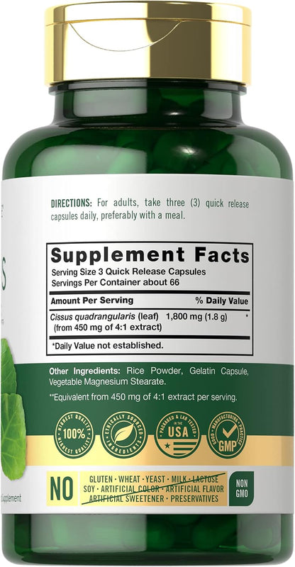 Carlyle Cissus Quadrangularis | 200 Capsules | Traditional Herb Extract Supplement