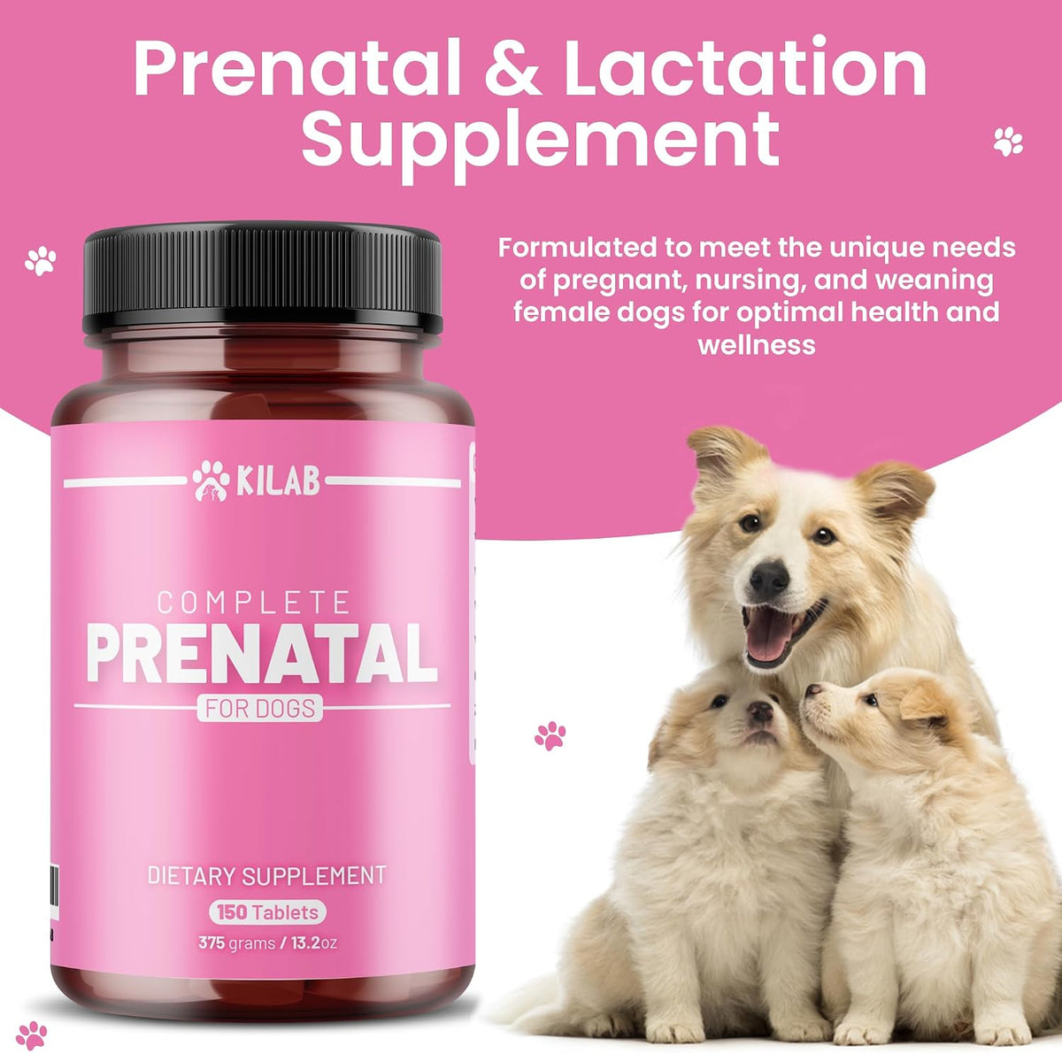 Kilab Complete Prenatal Vitamins for Dogs – – Choline – Plays a key role in fetal brain development and helps – Image 2