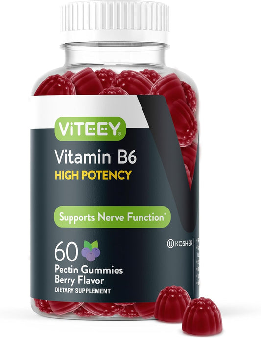 Viteey Vitamin B6 Gummies | Energy, Nerve & – Energy & Metabolism: Vitamin B6 helps turn food into fuel, naturally – Image 1