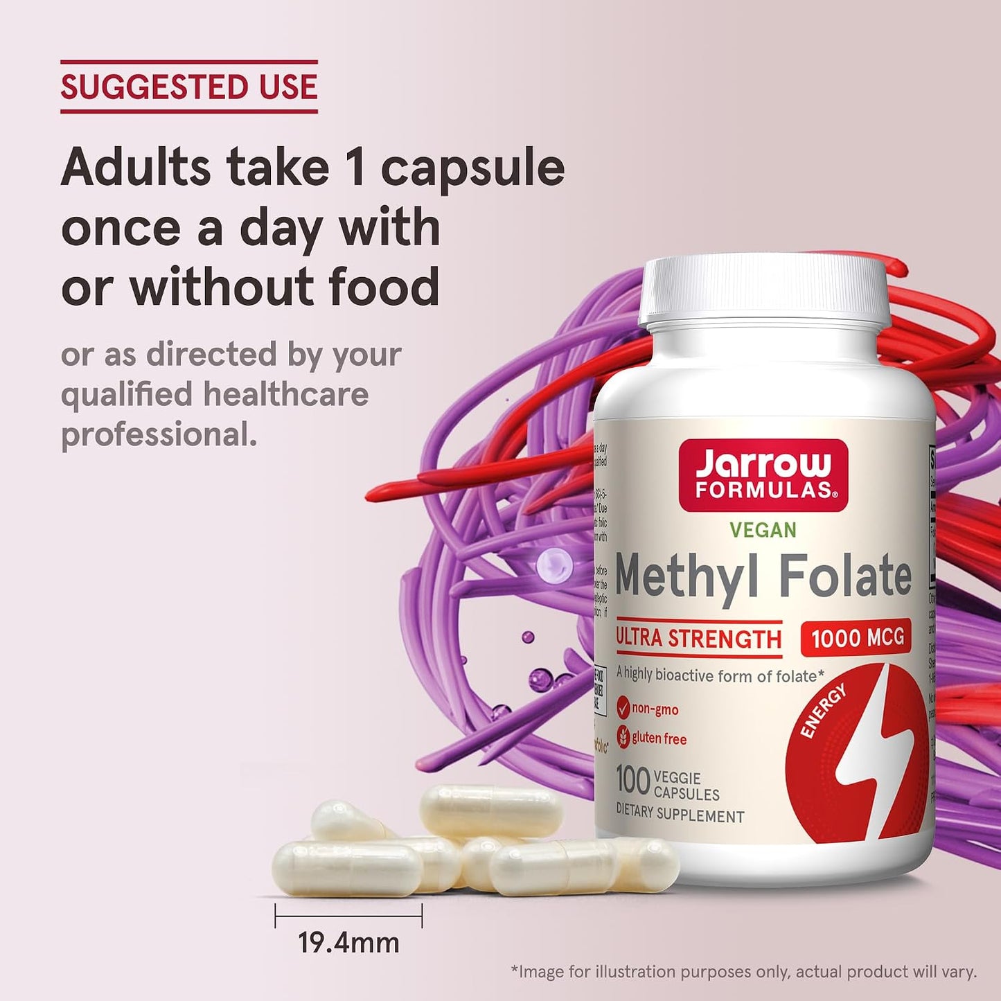 Jarrow Formulas Methyl Folate Veg Caps 1000 mcg 100 Count - görsel 7