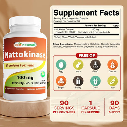 Best Naturals Nattokinase 2000 FU, 100 mg, 90 Vegetarian Capsules