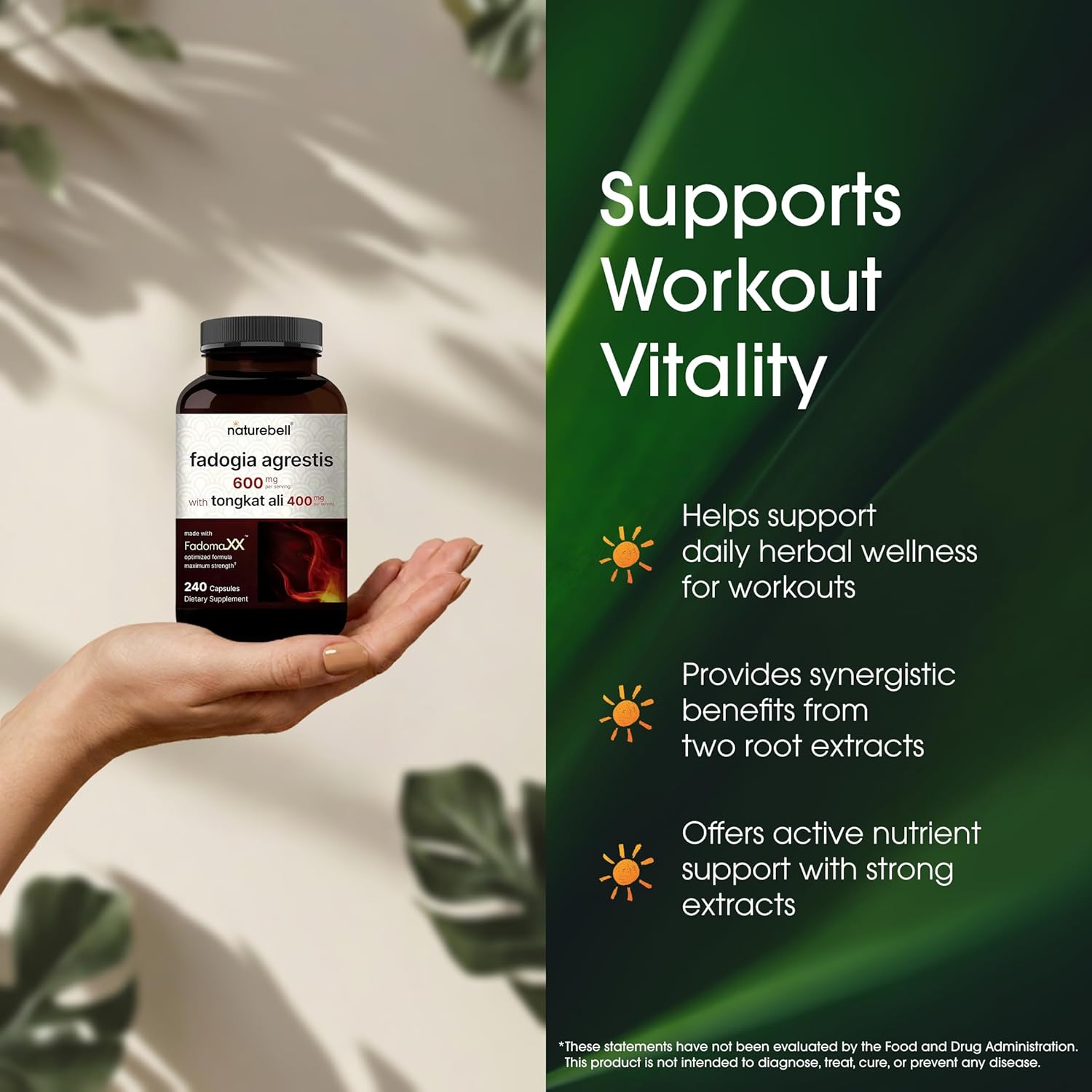 NatureBell Fadogia Agrestis 600mg & Tongkat Ali 400mg - 240 Capsules (4-Month Supply) - görsel 4
