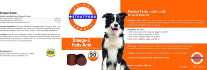 Pharmaceuticals EZ Chew Omega-3 Fatty Acid Soft Chew Max Strength - Dog Omega-3 Supplement - Soft Chew Treats with Fish Oil for Dogs - Large and Giant Dogs - 90 Soft Chews