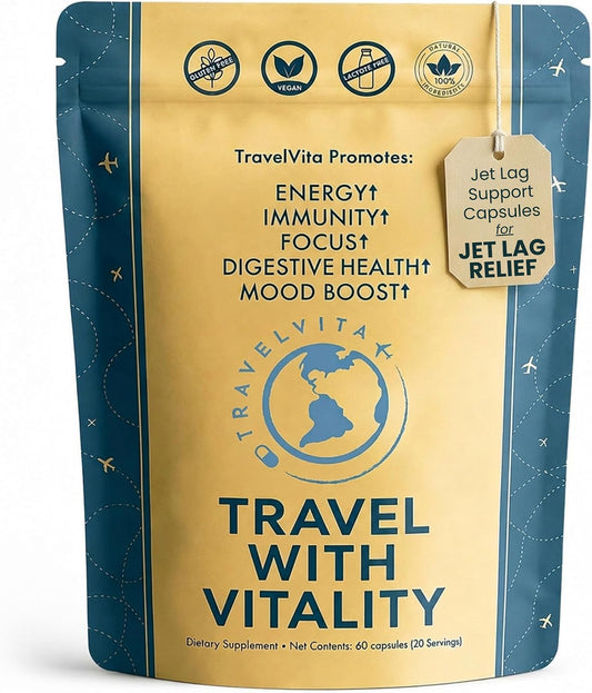 TravelVita Natural Travel Pills – Support – Frequent flyers battling jet lag and fatigue – Image 1