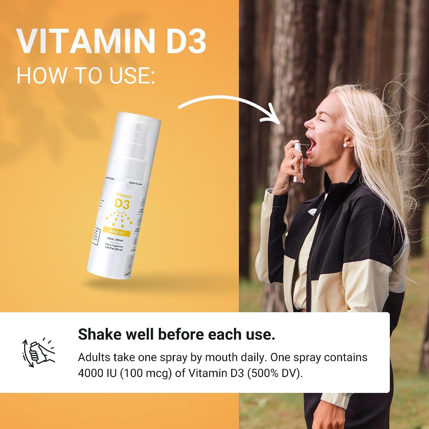 NorVita Vitamin D3 Spray 4000 IU - High Absorption Vegan Mouth Spray for Bone & Immune Support (30 ml, 215 Servings) - görsel 5