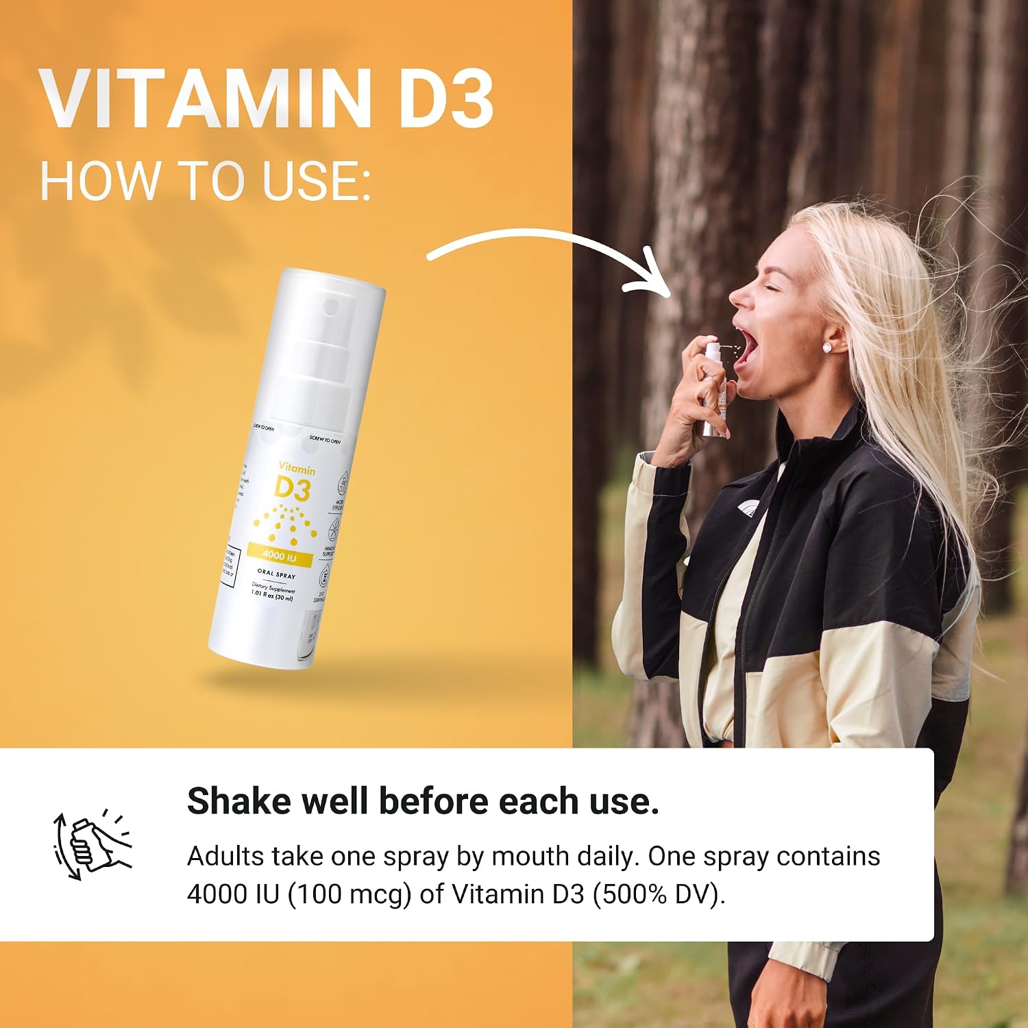 NorVita Vitamin D3 Spray 4000 IU - High Absorption Vegan Mouth Spray for Bone & Immune Support (30 ml, 215 Servings) - görsel 5