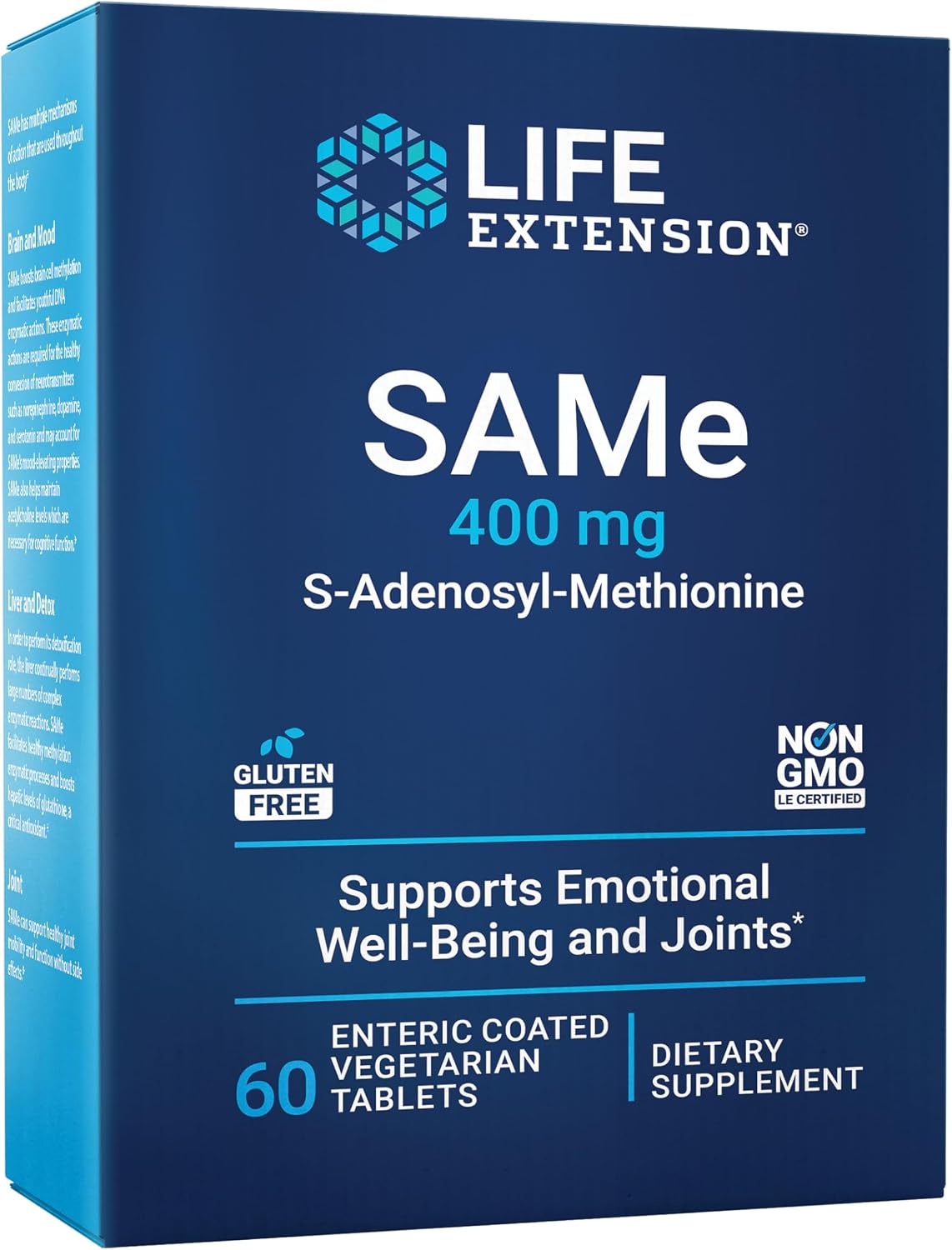 Life Extension SAMe 400 mg – S-Adenosyl-Methionine Supplement for Mood, Joint & Liver Support, 60 Enteric-Coated Tablets - görsel 1