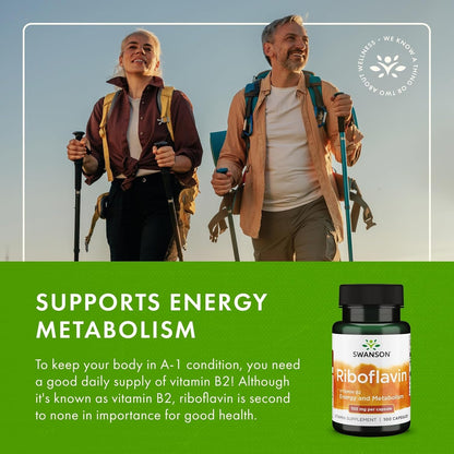 Swanson Vitamin B2 (Riboflavin) 100 mg - 100 Capsules