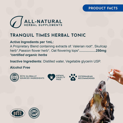 Tranquillity Blend - Organic Valerian Root Calming Drops for Dogs and Cats