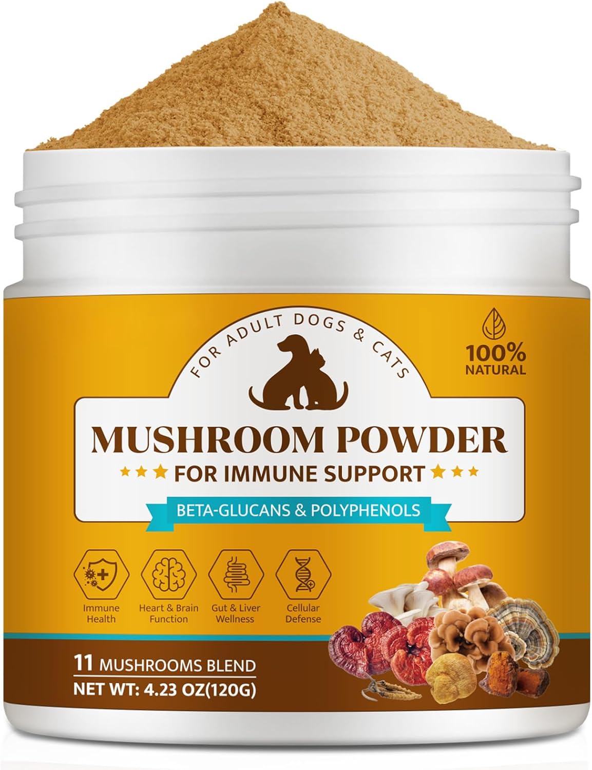 Organic Mushroom Supplement Powder for Dogs – Turkey Tail (Coriolus versicolor): Rich in polysaccharopeptides, – Image 1