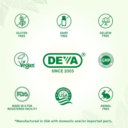 DEVA Vegan Multivitamin and Mineral Supplement - One a Day Formula with Greens - Iron Free - 90 Coated Tablets (Pack of 2)