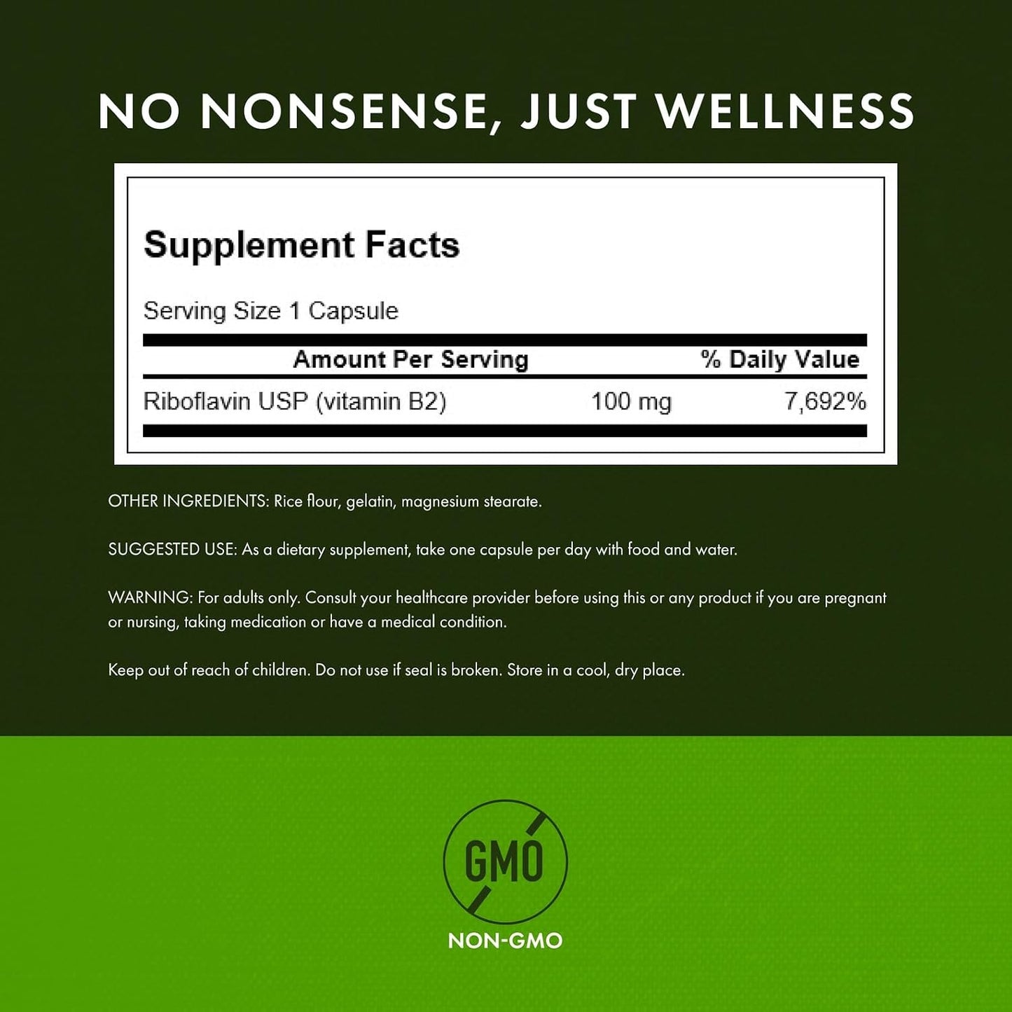 Swanson Vitamin B2 (Riboflavin) 100 mg - 100 Capsules - görsel 3