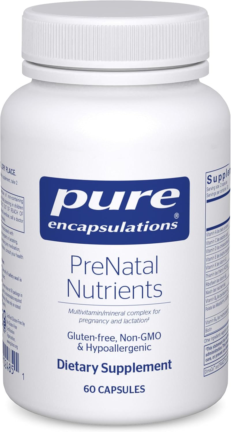 Pure Encapsulations PreNatal Nutrients - for Pregnancy & Lactation - Aids Energy & DNA Development* - with Folate, Choline & Iron - Gluten free & Non-GM - 60 Capsules - görsel 1