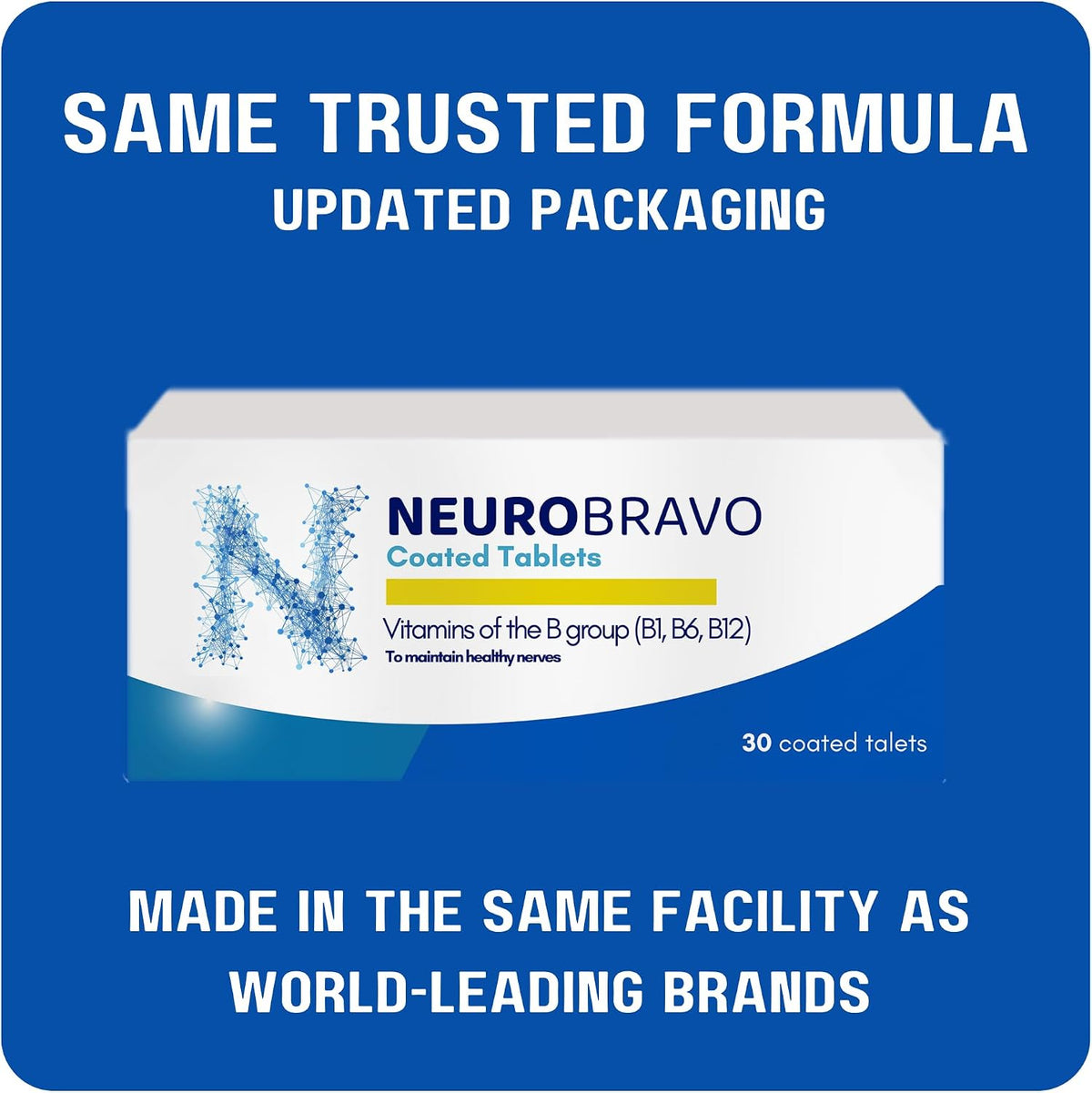 Neurobravo Vitamin B1, B6, B12 Tablets for – Vitamin B1, B6, and B12 in one convenient tablet – Image 1