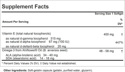 ANDREW LESSMAN Gamma Vitamin E 60 Softgels - 315 mg Gamma Tocopherol, Protective Vitamin E with Four Natural Tocopherols and Ahiflower Oil