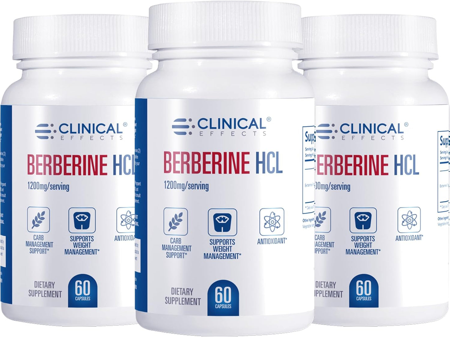 Clinical Effects Berberine HCL 1200mg - 3 Pack - Vegan Supplement - görsel 1