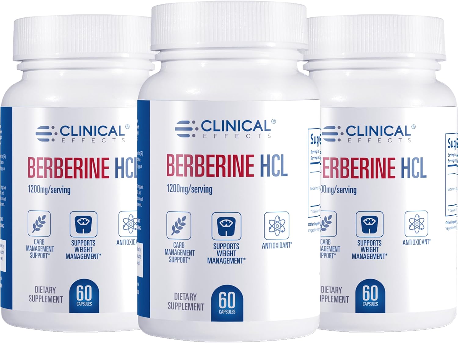 Clinical Effects Berberine HCL 1200mg - 3 Pack - Vegan Supplement - görsel 1