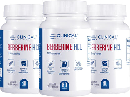 Clinical Effects Berberine HCL 1200mg - 3 Pack - Vegan Supplement
