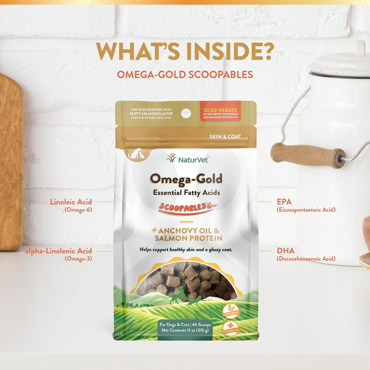 NaturVet Scoopables Omega-Gold Anchovy Oil & Salmon Supplement For Dogs and Cats – Supports Healthy Skin & Coat Plus DHA, EPA, Omega-3, & Omega-6 – Anchovy & Salmon Flavoured For Dog and Cat | 11oz Bag - görsel 5