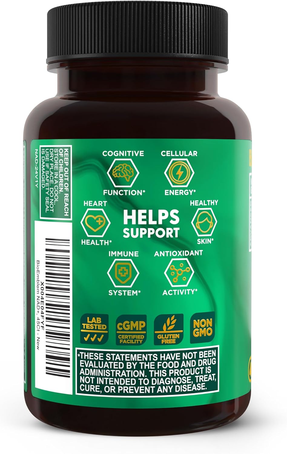 BioEmblem NAD+ Supplement | 300 mg Nicotinamide Riboside with CoQ10 & Resveratrol | Supports Healthy Ageing, Cellular Energy and Cognitive Function | Non-GM, Gluten Free - 45 Capsules - görsel 7
