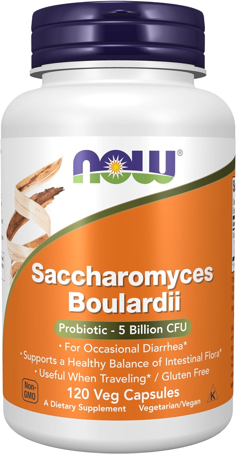 NOW Foods Saccharomyces Boulardii, 5 Billion CFU Probiotic, 120 Veg Capsules - görsel 1