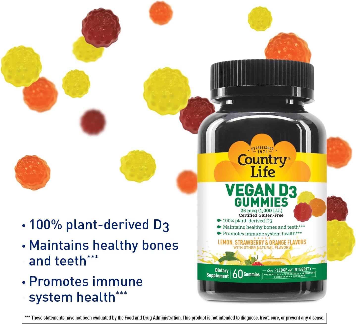 Country Life D3 Vegan Gummies 1000 IU, 60 Gummies - görsel 4