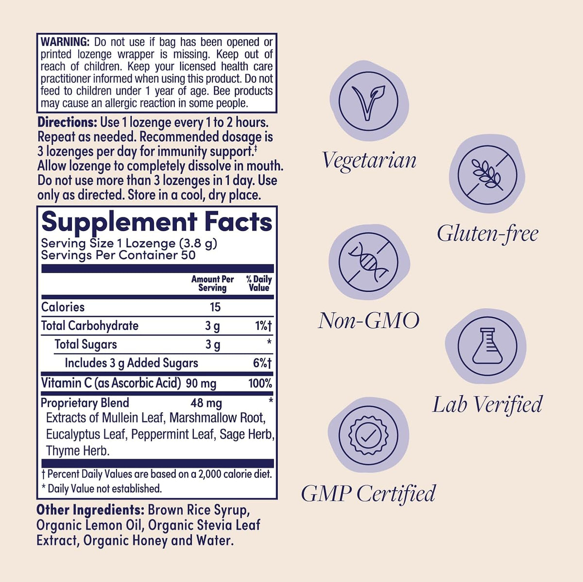 ZAND Immunity Lemon Honey Throat Lozenges – Organic Honey: Adds natural sweetness and may help coat the throat. – Image 2