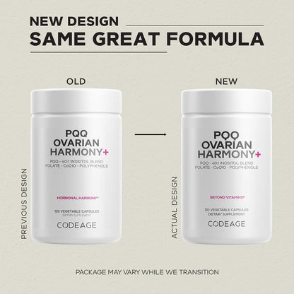 Codeage PQQ Ovarian Harmony+ - Liposomal Formula with PQQ, Myo-Inositol & D-Chiro-Inositol 40:1 Blend, Folate 5-MTHF, CoQ10, – Image 3