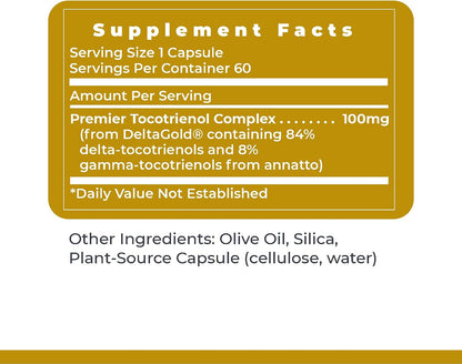 Premier Research Labs Deltanol - Tocotrienol Vitamin E for Men & Women, Annatto Tocotrienols, 100 mg Tocotrienol Complex per Capsule, Antioxidants, Supports Heart & Metabolic Health - 60 Capsules