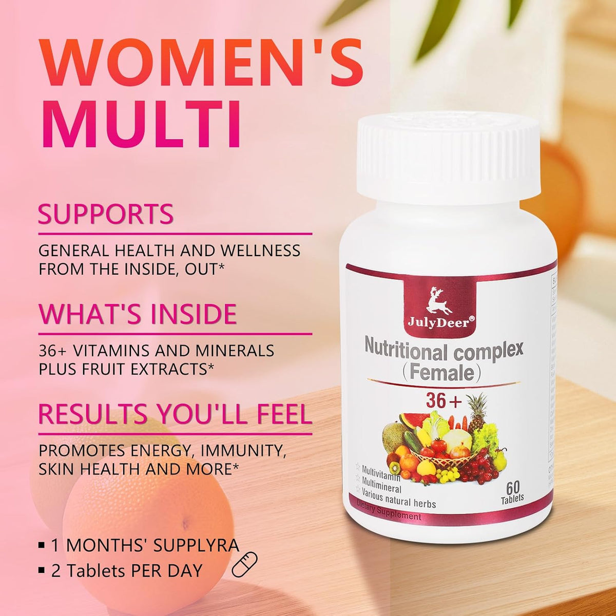 JulyDeer Women's's One Daily Multivitamin | – Vitamin E – Helps maintain healthy skin and acts as an antioxidant. – Image 4