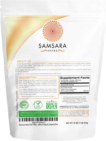 Pine Pollen Powder Wild Harvested - 99% Cracked Cell Wall (454g)