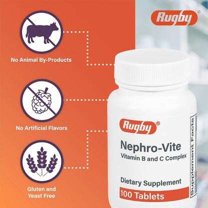 Rugby Nephro-Vite Vitamin B and C Complex Tablets – Dietary Supplement – 100 Tablets