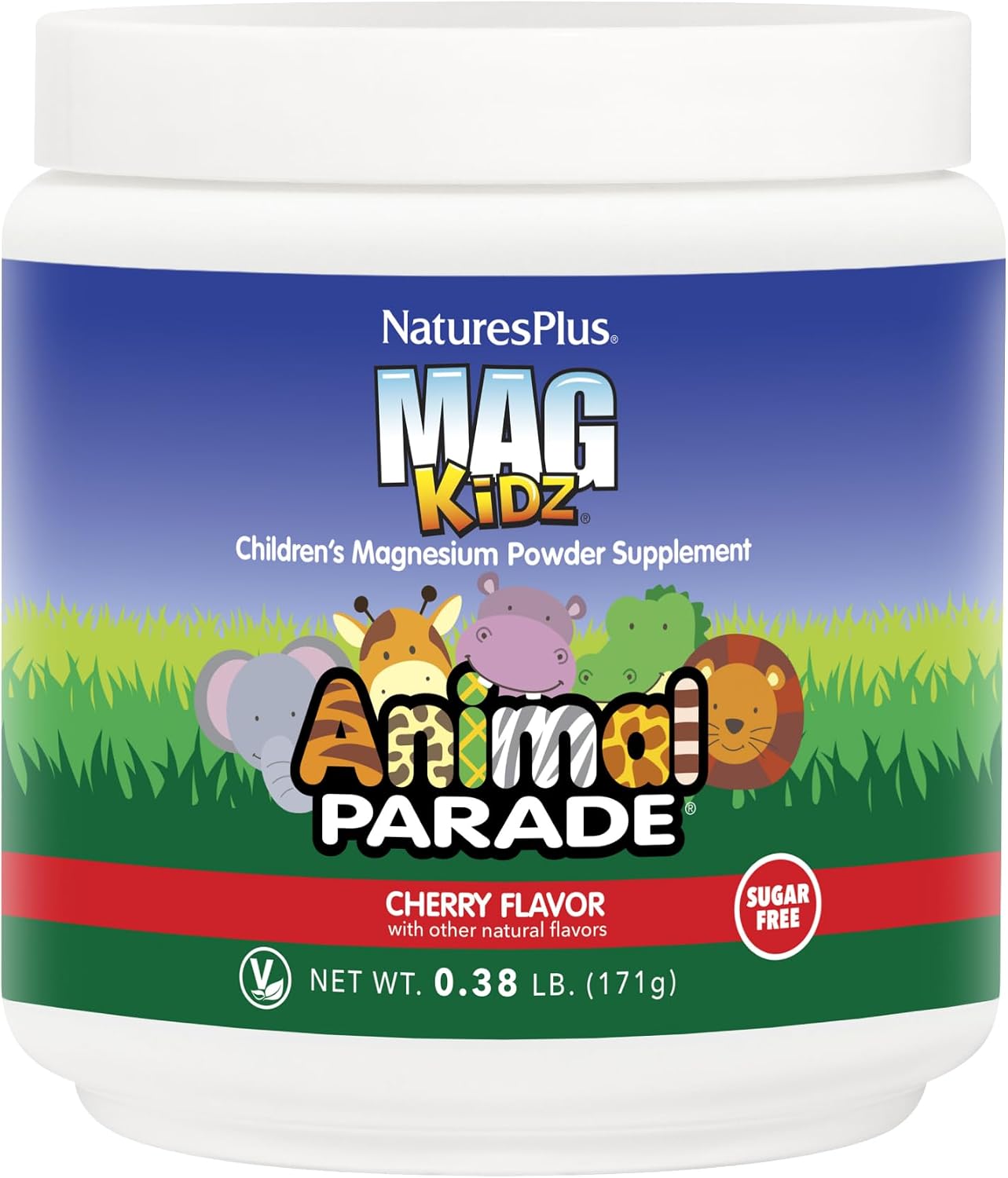 NaturesPlus Animal Parade MagKidz Cherry – Children's Magnesium Powder – 45 Servings - görsel 1