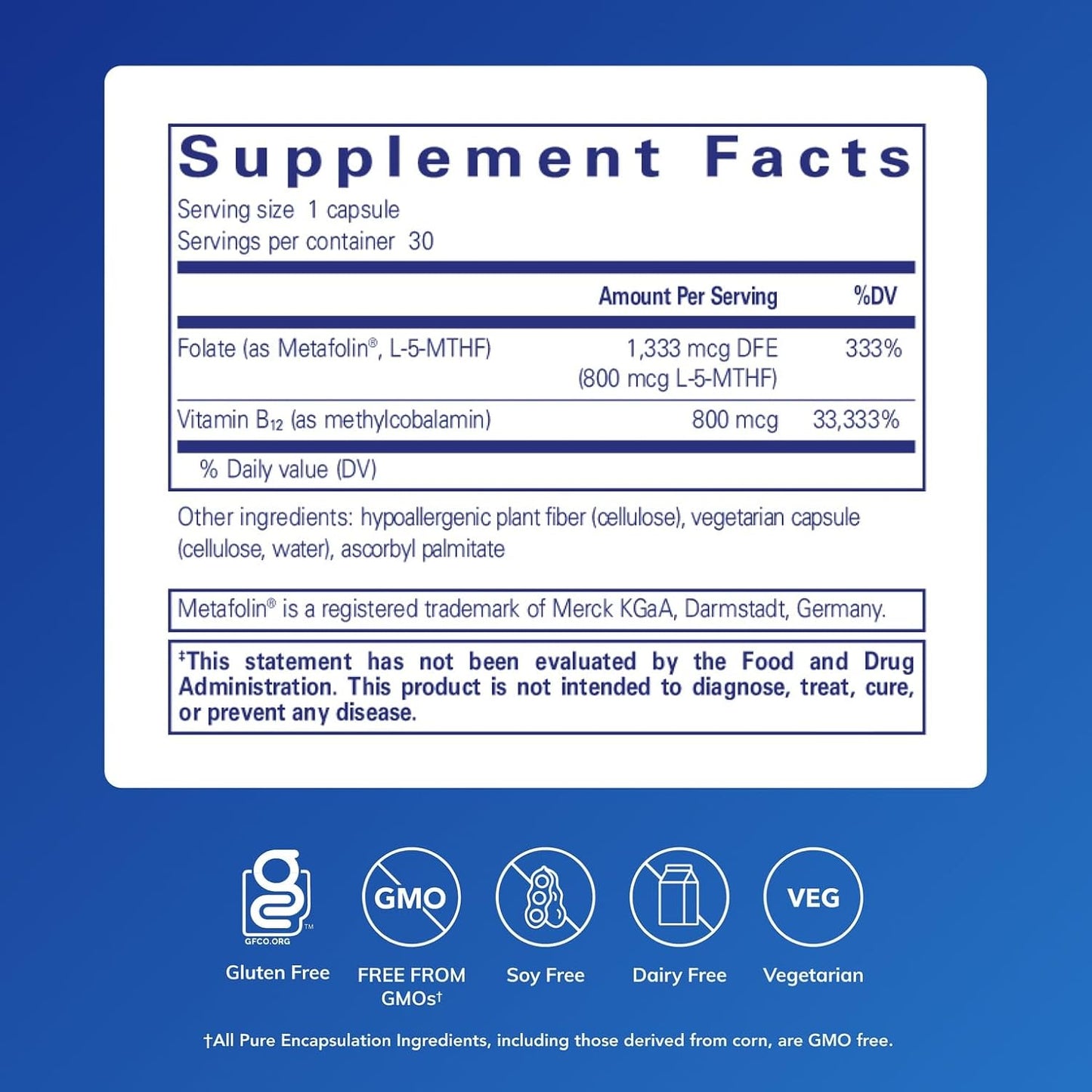 Pure Encapsulations B12 Folate – Energy Metabolism & Nervous System Support* (30 Capsules) - görsel 2