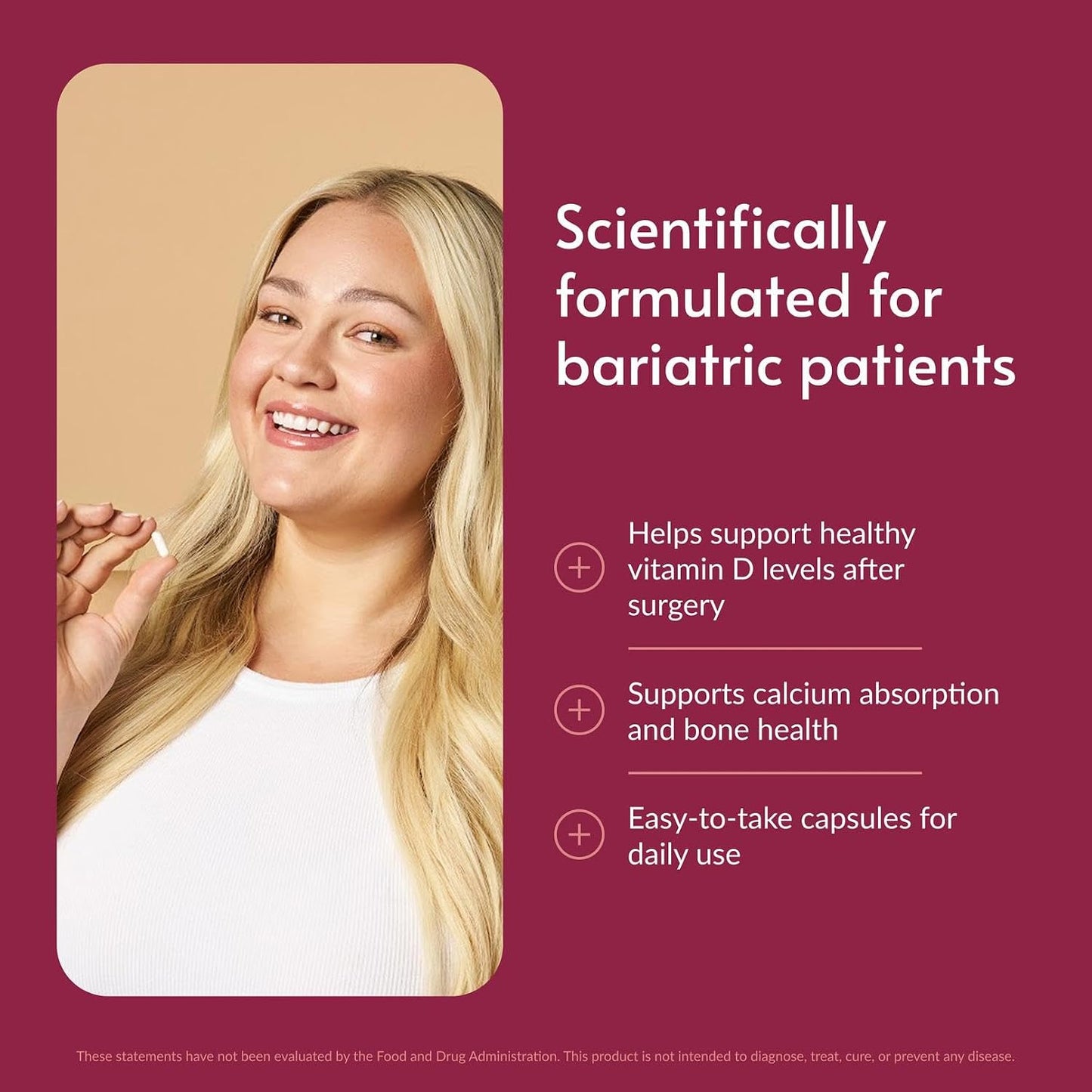 Bariatric Advantage Vitamin D3 5,000 IU – Water-Miscible Bariatric Vitamin D Capsules – Bone Health Support – 180 Capsules - görsel 2