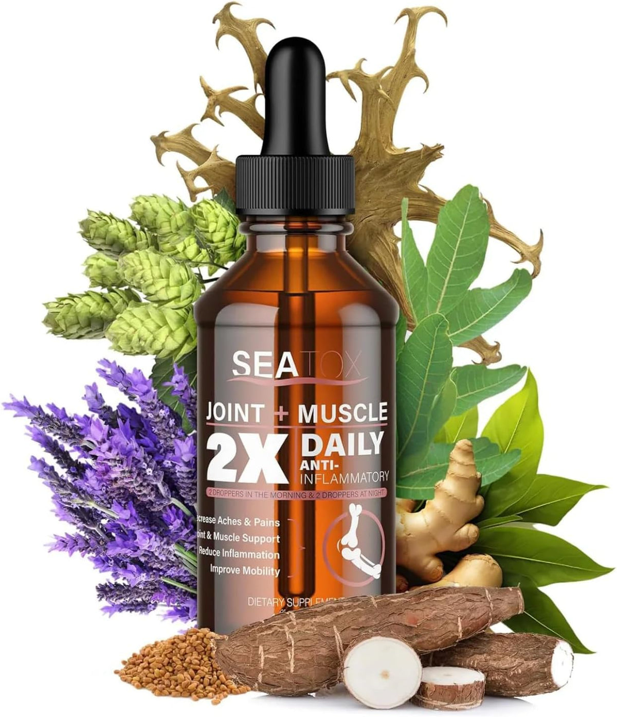 SeaTox Joint + Muscle Liquid Support - – Devil's Claw Root: Traditionally used to support joint comfort and – Image 1