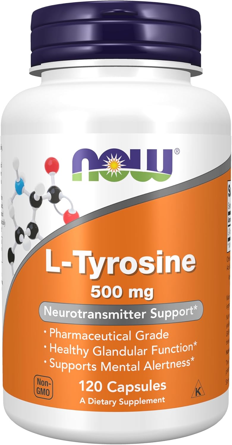 NOW Supplements, L-Tyrosine 500 mg, 120 Capsules - görsel 1